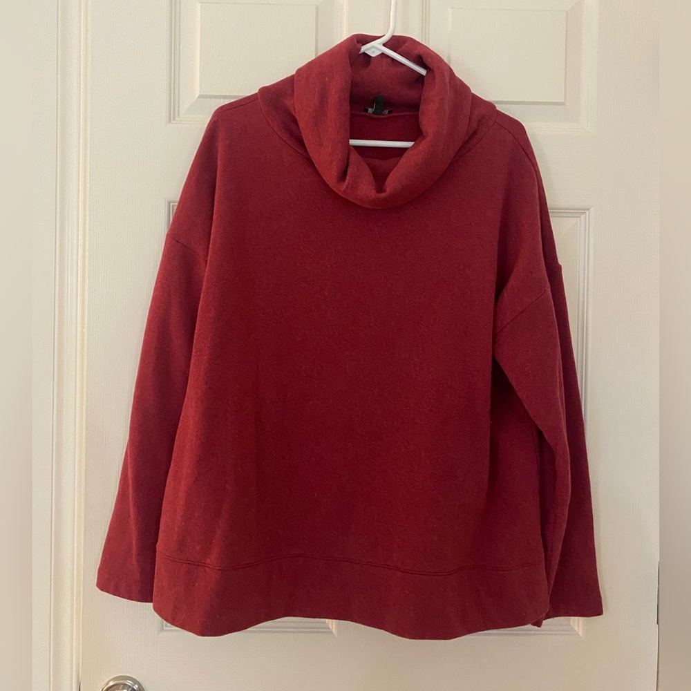 Talbots Rich Cranberry Cowl Neck Top XL